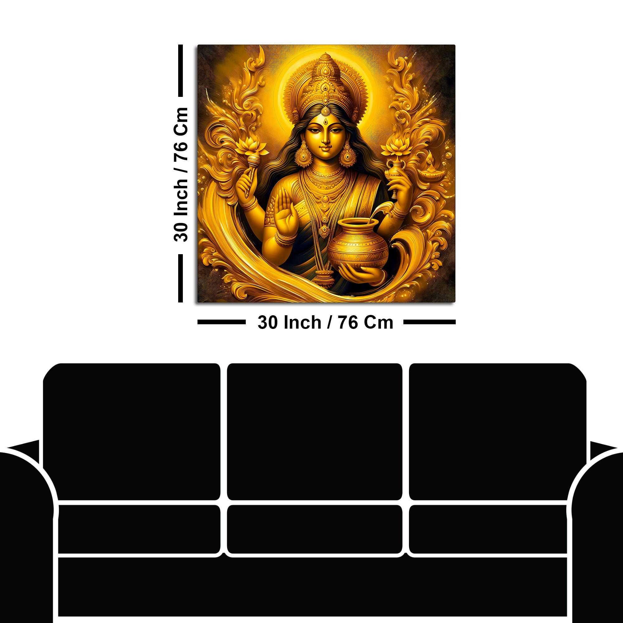 Golden Goddess Lakshmi Premium Wall Painting
