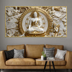 Golden Halo Buddha Meditation 3D Canvas Wall Painting