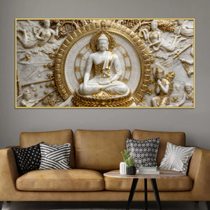 Golden Halo Buddha Meditation 3D Canvas Wall Painting
