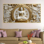 Golden Halo Buddha Meditation 3D Canvas Wall Painting