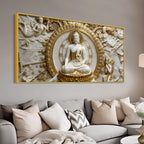 Golden Halo Buddha Meditation 3D Canvas Wall Painting