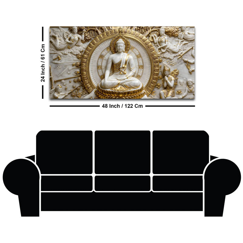 Golden Halo Buddha Meditation 3D Canvas Wall Painting