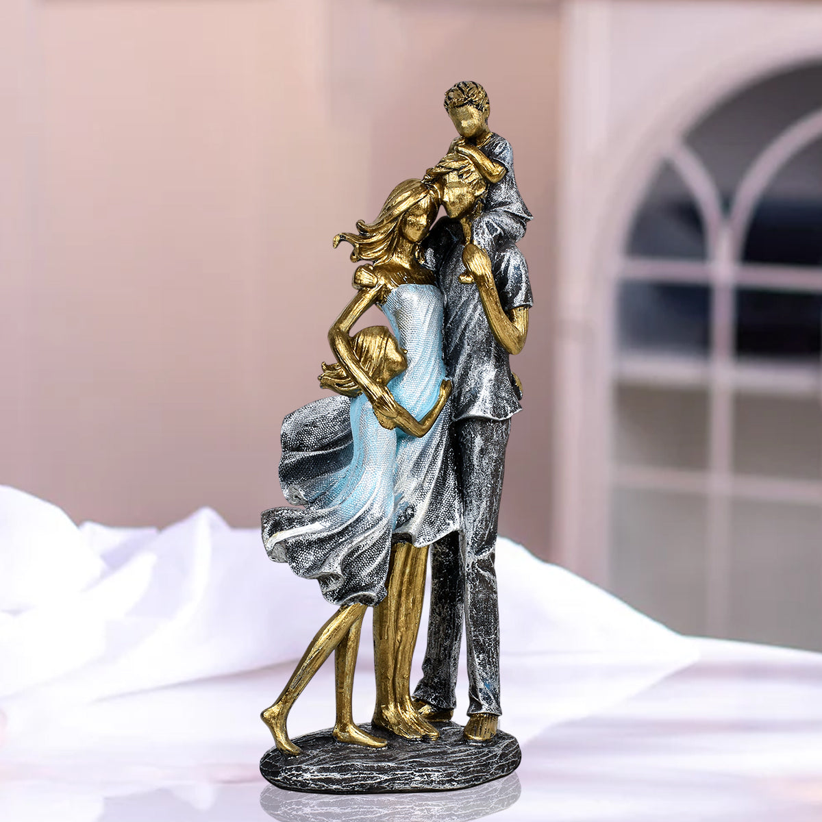 Golden Harmony Family Sculpture Resin Table Decoration Showpiece