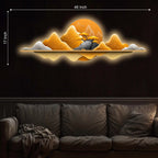 Golden Horizon Mountain Crystal Glass Backlit LED Painting