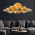 Golden Horizon Mountain Crystal Glass Backlit LED Wall Art