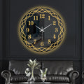 Golden Interwoven Loop LED Mirror Wall Clock with Warm Backlight