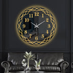 Golden Interwoven Loop LED Mirror Wall Clock with Warm Backlight