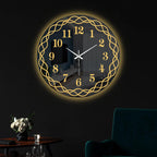 Golden Interwoven Loop LED Mirror Wall Clock with Warm Backlight