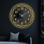 Golden Interwoven Loop LED Mirror Wall Clock with Warm Backlight