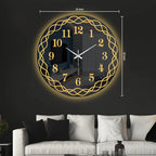 Golden Interwoven Loop LED Mirror Wall Clock with Warm Backlight