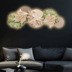 Golden Koi Lotus Harmony Premium Crystal Glass Backlit LED Painting