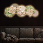 Golden Koi Lotus Harmony Premium Crystal Glass Backlit LED Wall Art