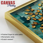 Golden Leaf Tree Abstract Canvas Painting for Living Room Décor