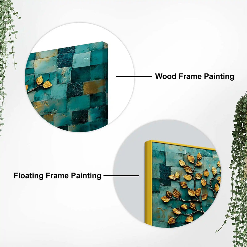 Golden Leaf Tree Abstract Canvas Painting for Living Room Décor