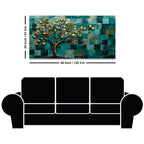 Golden Leaf Tree Abstract Canvas Painting for Living Room Décor