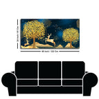 Golden Leaf Tree with Golden Deer Canvas wall Painting