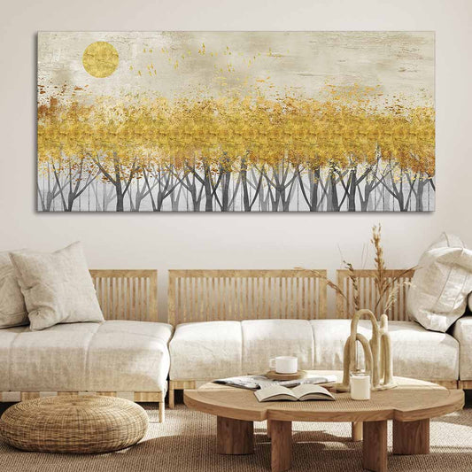 Golden Leaf Trees Canvas Wall Painting