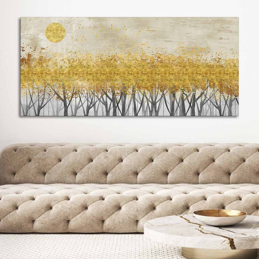 Golden Leaf Trees Canvas Wall Painting