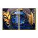 Golden Leaves Acrylic Floating Wall Painting Set of 2