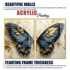Golden Leaves & Aesthetic Butterfly Acrylic Floating Wall Painting Set of 2
