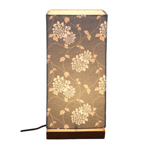 Golden Leaves Printed Table Lamp with Wooden Finish Base