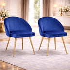Golden Legged Royal Blue Velvet Accent Chair
