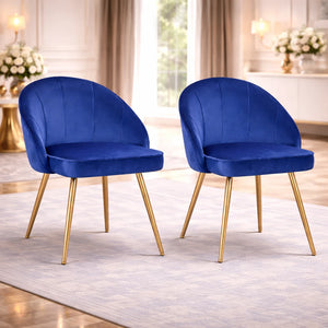 Golden Legged Royal Blue Velvet Accent Chair