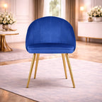 Golden Legged Royal Blue Velvet Accent Chair