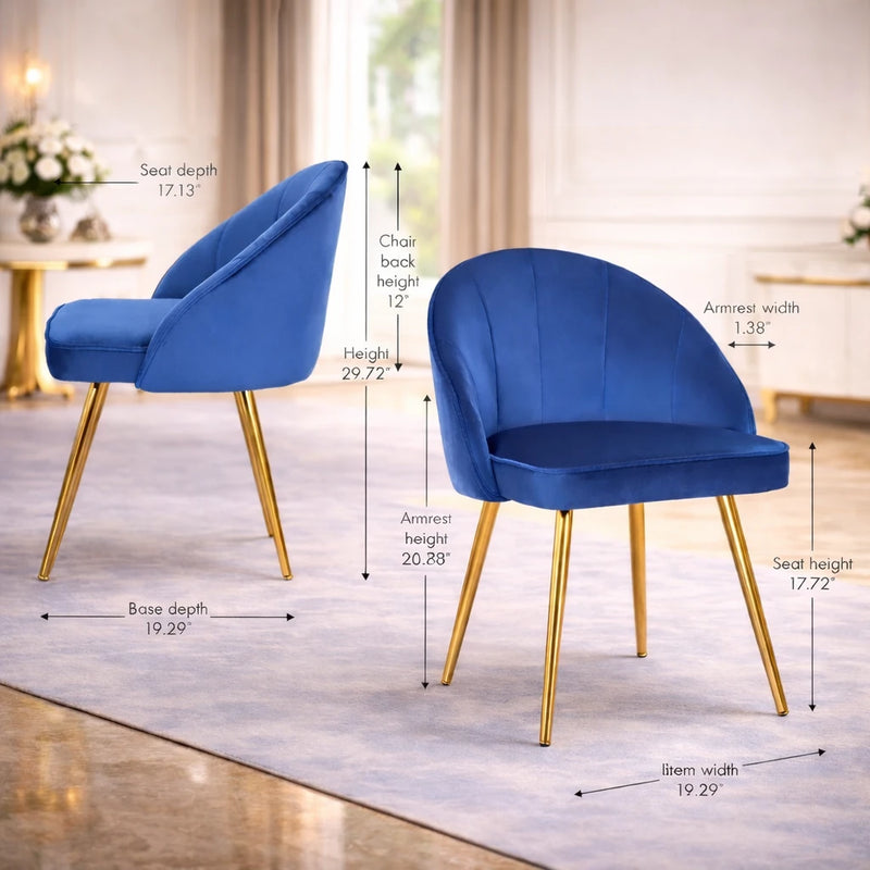 Golden Legged Royal Blue Velvet Accent Chair