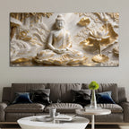 Golden Lotus Buddha Meditation 3D Canvas Wall Painting