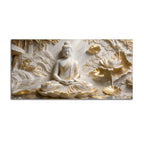 Golden Lotus Buddha Meditation 3D Canvas Wall Painting
