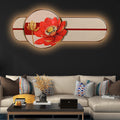 Golden Lotus Elegance Crystal Glass Backlit LED Wall Art