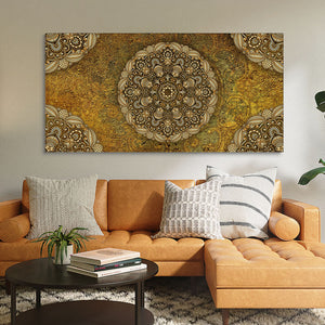 Golden Mandala Art Canvas Wall Painting