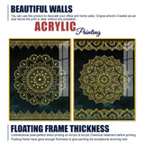 Golden Mandala Pattern Acrylic Floating Wall Painting Set of 2