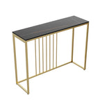 Golden Metallic Rectangular Shaped Black Marble Designer Console Table