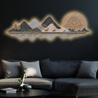 Golden Moon Deer Mountain Crystal Glass Backlit LED Painting