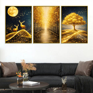 golden-moon-deer-tree-forest-path-floating-frame-crystal-wall-painting-set-of-3