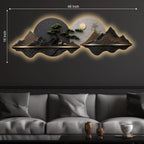 Golden Moon Mountain Panorama Premium Crystal Glass Backlit LED Painting