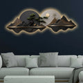 Golden Moon Mountain Panorama Premium Crystal Glass Backlit LED Wall Art