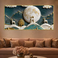 Golden Moonlit Deer & Mountain Landscape 3D Canvas Wall Painting