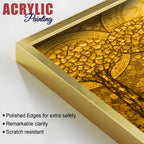 Golden Mosaic Forest Acrylic Floating Wall Painting Set of 2