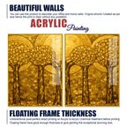 Golden Mosaic Forest Acrylic Floating Wall Painting Set of 2