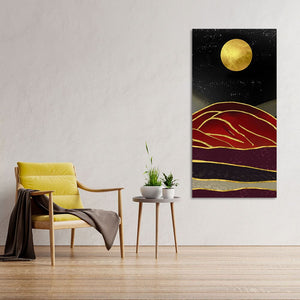 Golden Mountain lines Art Premium Canvas Wall Painting