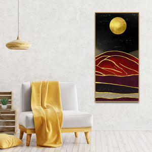 Golden Mountain lines Art Premium Canvas Wall Painting