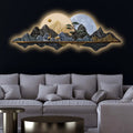 Golden Mountain Moon Reflection Premium Crystal Glass Backlit LED Wall Art
