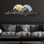 Golden Mountain Moon Reflection Premium Crystal Glass Backlit LED Wall Art
