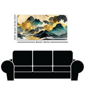 Golden Mountain Scenery of Mount Fuji Premium Canvas Wall Painting