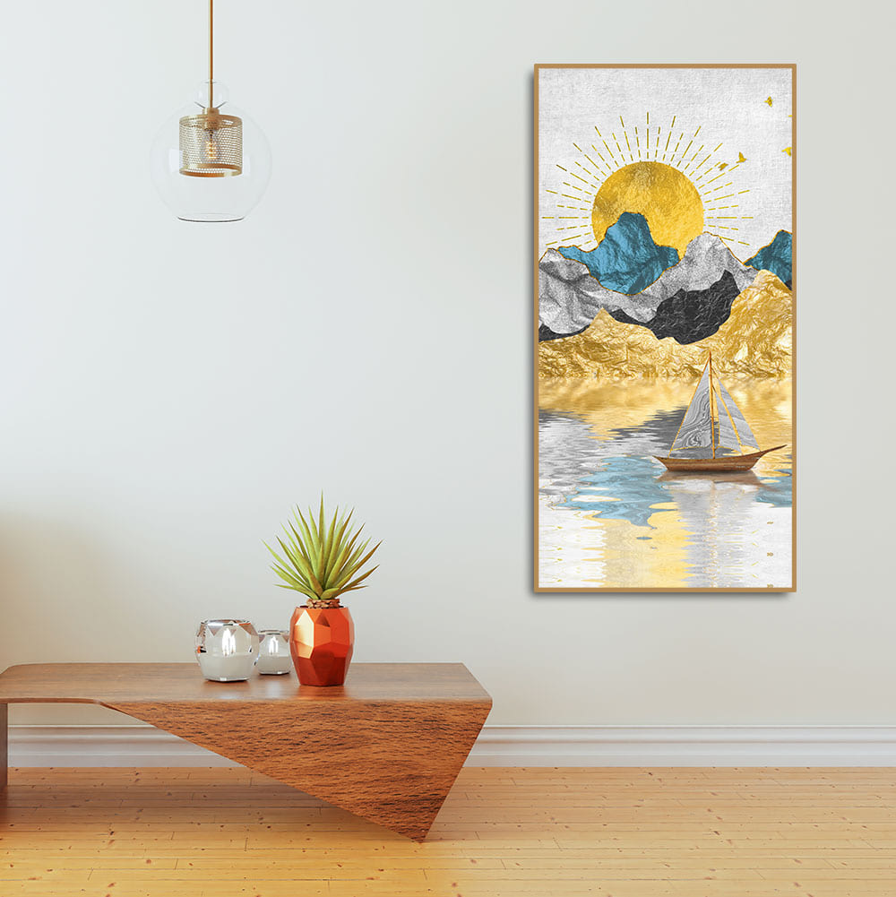 Golden Mountains and Beautiful Sunrise Scenery Canvas Wall Painting