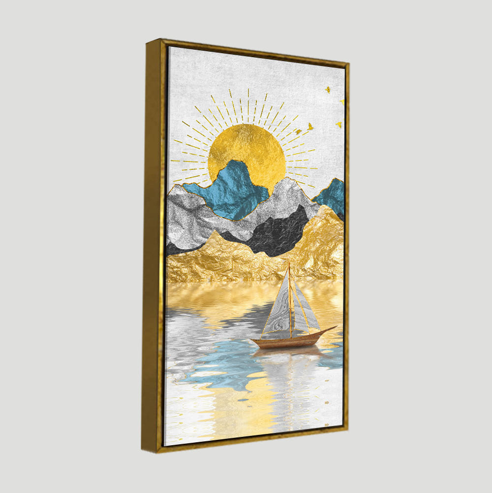 Golden Mountains and Beautiful Sunrise Scenery Canvas Wall Painting