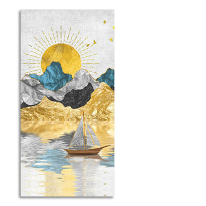 Golden Mountains and Beautiful Sunrise Scenery Canvas Wall Painting